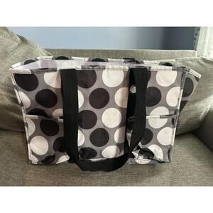 Thirty One Organizing Utility Tote In Paparazzi Dot Black White Polka Dot
